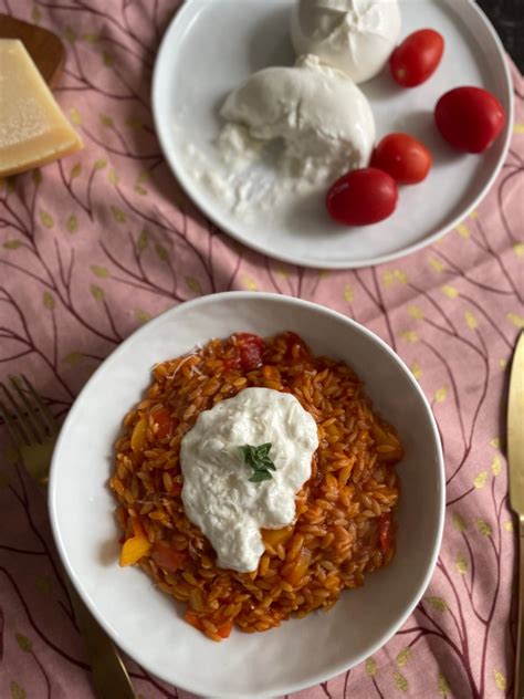 Orzo Tomaten Risotto Met Paprika En Burrata Foodblog Foodinista