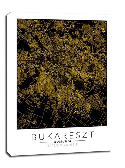 Obraz na płótnie GALERIA PLAKATU Bukareszt złota mapa 70x100 cm