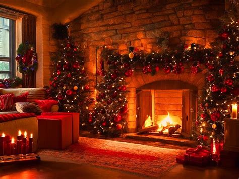 Premium AI Image | Cozy Christmas Fireplace Ambience with Soft ...