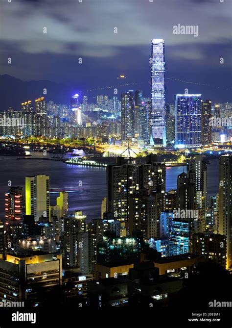 Hong Kong city at night Stock Photo - Alamy