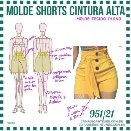 Molde Shorts Cintura Alta 951 21 CAMALEOA ATELIER DE COSTURA