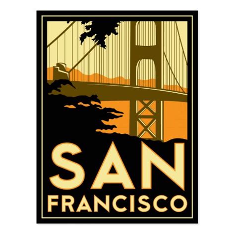 San Francisco Art Deco Travel Poster Postcard Zazzle