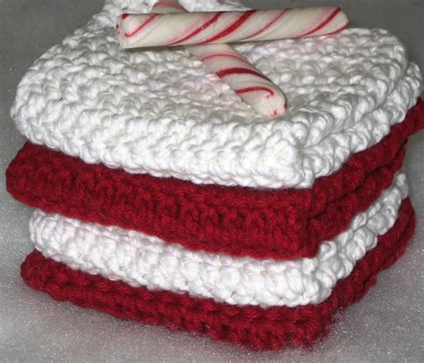 Holiday Crochet Washcloths Red and White by HandmadeByAnnabelle ...