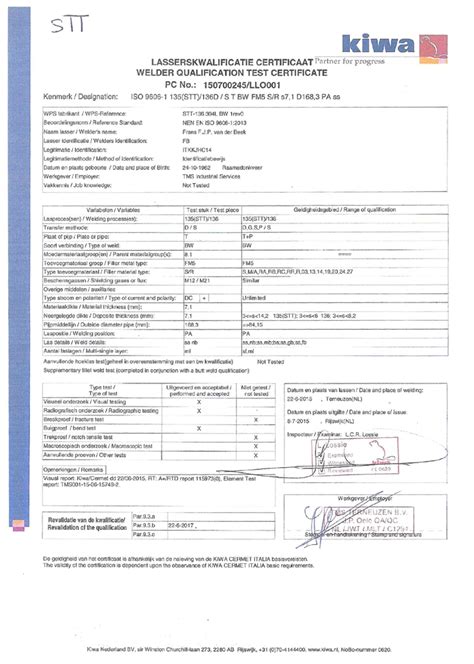 M3 Certificate Welder Qualification Test Certificate M3 Technical Support