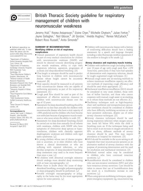 Pdf British Thoracic Society Guideline For Respiratory British