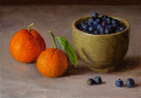 Wang Fine Art: blueberries and clementines still life oil painting ...