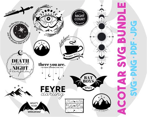 ACOTAR Svg Bundle ACOTAR Files Cricut 15 ACOTAR Designs Etsy UK