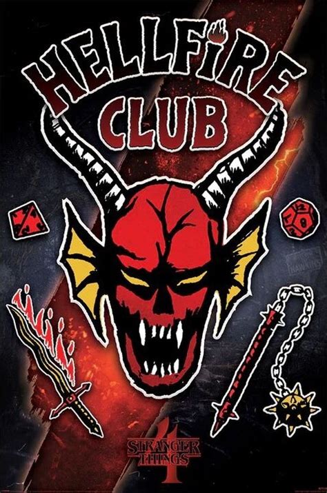 Stranger Things 4 Hellfire Club Emblem Rift Póster Lámina Compra