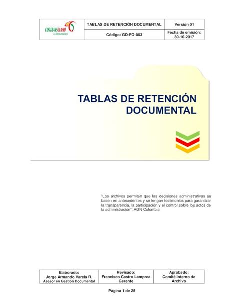 Pdf Tablas De Retenci N Documental Cootransguamo Gd Fo Trd