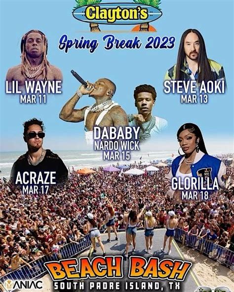 Spring Break 2023 At Clayton South Padre Island Tx Clayton S Beach Bar And Event Venue South