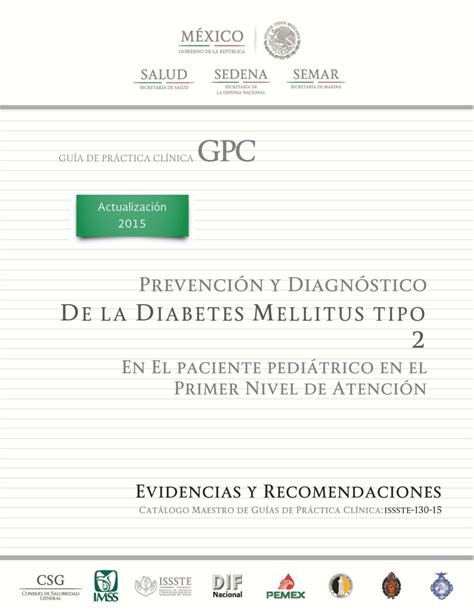 Pdf Guía De Practica Clínica Prevención Y Diagnóstico De La Diabetes