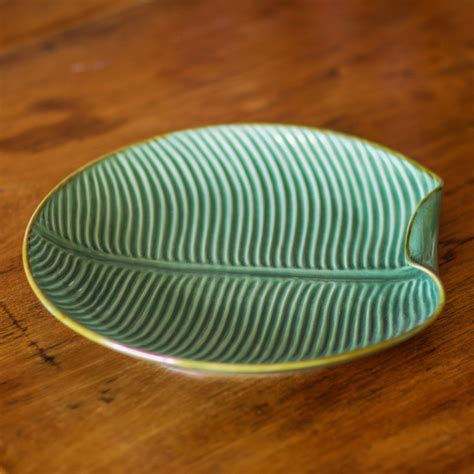 UNICEF Market Ceramic Banana Leaf Serving Plate From Bali Banana Vibes