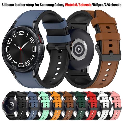 Correa De Cuero Y Silicona Para Samsung Galaxy Watch 6 5 Pro 40mm 44mm