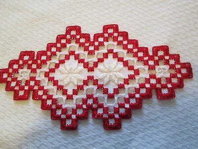 Hardanger Doily Norwegian Embroidery Hand Made Red Learn Embroidery