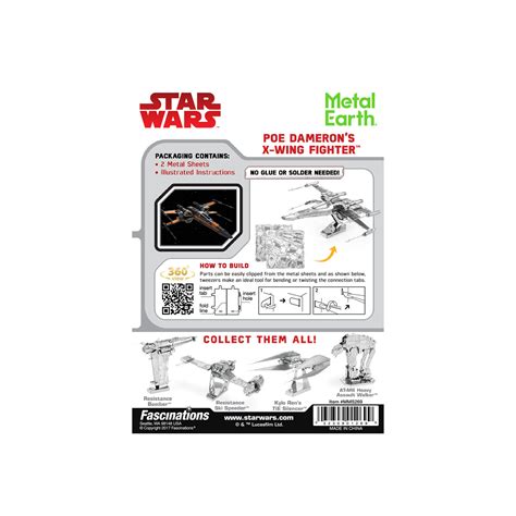 Metal Earth Star Wars Poe Dameron S X Wing Fighter Aus Metall