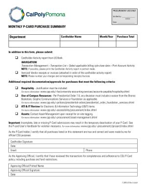 Fillable Online Procurement Cards Pcards Uf Procurement Uf