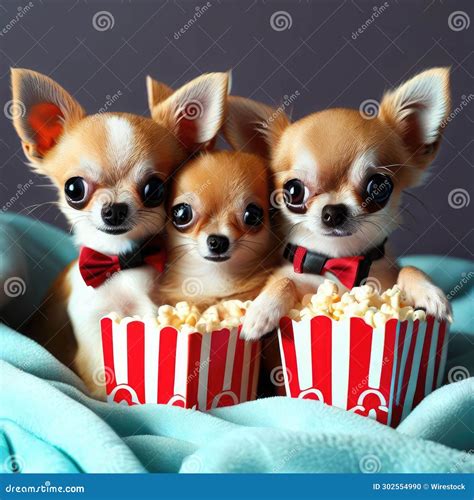 AI Generated Illustration Of Three Adorable Chihuahuas Sitting Near