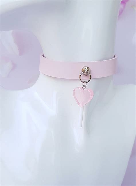 Pink Lollipop Choker Cute Kawaii Choker Pastel Goth Leather Etsy