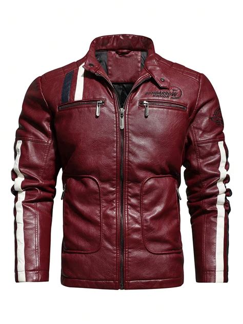 Men Contrast Panel Zip Up PU Jacket SHEIN USA