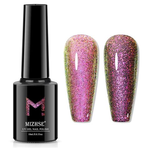 Amazon MIZHSE Holographic Glitter Gel Nail Polish Purple