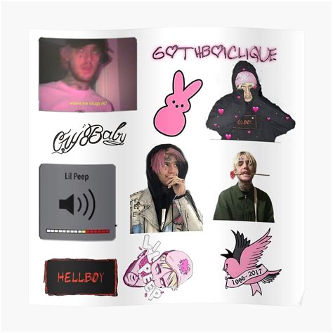 Aesthetic Lil Peep Sticker Packs Sticker For Sale By Shauna