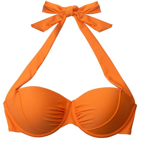 Orange Halter Wide Straps Bikini Top