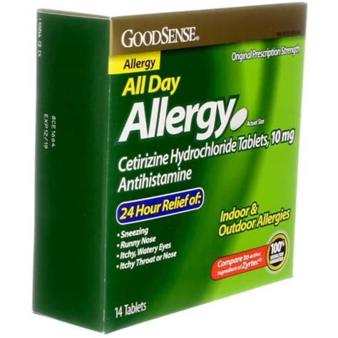 Goodsense Antihistamine Cetirizine Hcl Allergy Relief Tablets 10 Mg 24