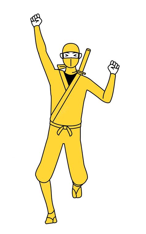 Premium Vector A Man Dressed Up As A Ninja Smiling And Jumping