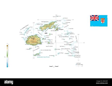 Physical And Political Map Of Fiji Adobe Illustrator Ai X