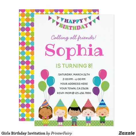 Girls Birthday Invitation Happy Birthday Parties, Girl Birthday ...