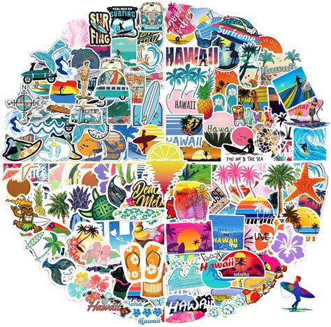 200pcs Waterproof Hawaiian Beach Stickers For Water Bottles And Vacation Decoration In Nepal At