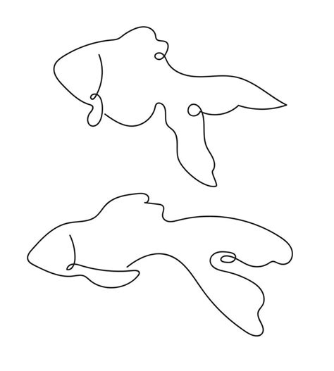 Abstract Fish In Continuous Line Art Drawing Style Minimalist Black