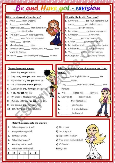 Be Have Got Revision Esl Worksheet By Macomabi