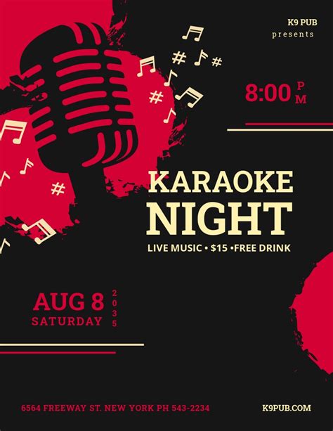 Karaoke Flyer Template - Illustrator, Word, Apple Pages, PSD, Publisher ...