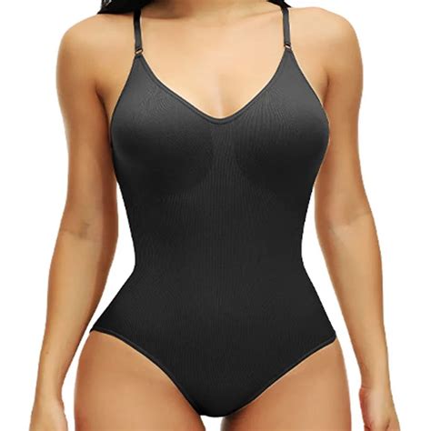 New Women V Neck Spaghetti Strap Bodysuits With Padded Body Suits Open