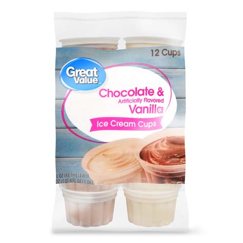 Great Value Chocolate And Vanilla Ice Cream Cups 36 Oz 12 Count