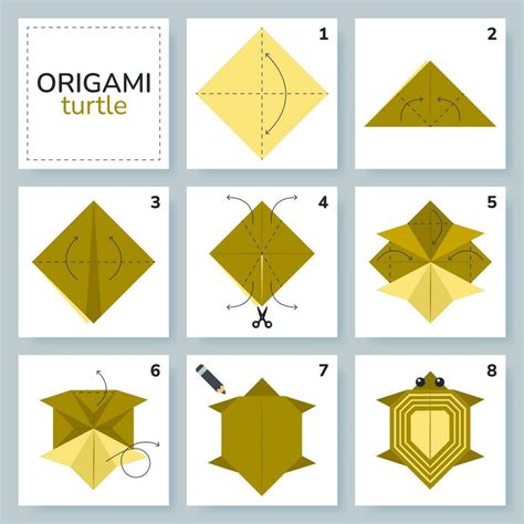 Tutorial De Esquema De Origami De Tortuga Modelo En Movimiento