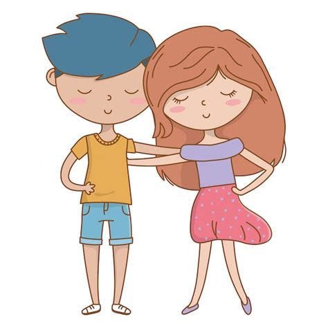 Muchacho Adolescente Y Niña De Dibujos Animados Vector Gratis