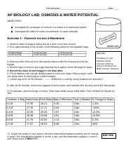 AP Biology Lab Osmosis Water Potential Experiment Course Hero