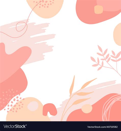 Organic Pink Brown Tan Nude Floral Abstract Vector Image