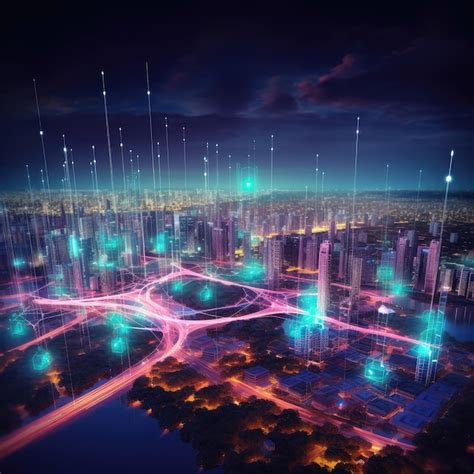 Premium AI Image Modern Smart City Network Interconnected AI Generated