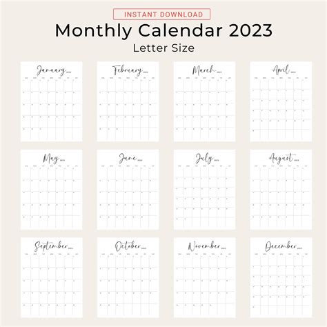 2023 2024 Calendar Printable 2023 2024 Monthly Planner Portrait A4 ...