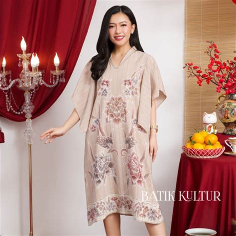 Jual Batik Kultur Dress OLSV Heavenly Dahlia S In Light Nude Non Beaded M Kota Semarang