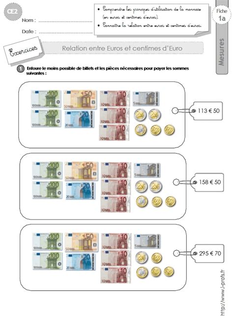 Ce Conna Tre La Relation Entre Euros Et Centimes D Euros Introduction