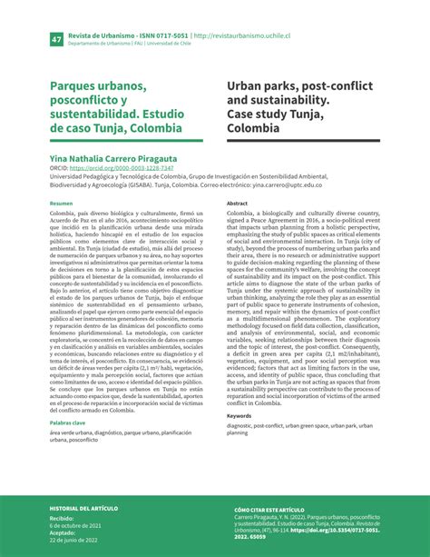 PDF Parques Urbanos Posconflicto Y Sustentabilidad Estudio De Caso