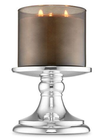 Mirrored Silver Pedestal 3 Wick Candle Holder Bath Body Works