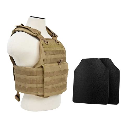 Vism Plate Carrier With 10 X12 Level Iiia Shooter S Cut Hard Ballistic Plates Tan