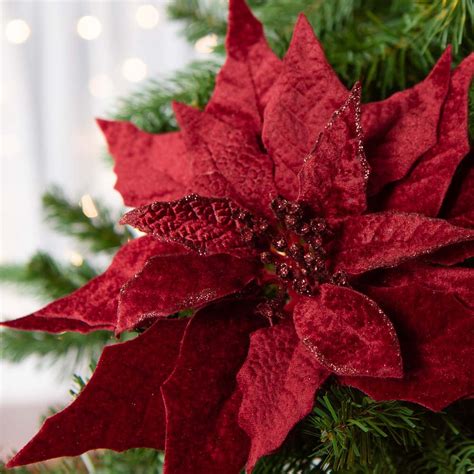 Rich Burgundy Velvet Poinsettia Picks Add A Touch Of Luxury To Your