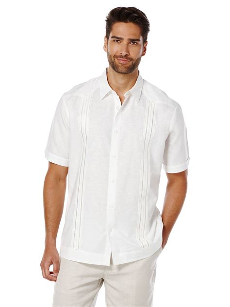 Short Sleeve No Pocket Guayabera Cubavera Linen Shirt Men