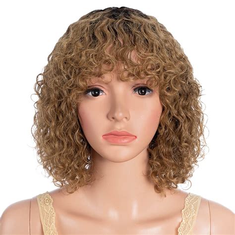 Amazon Joedir Hair Short Curly Bob Wig With Bangs Human Hair For